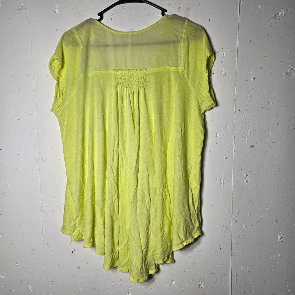 Free People Highland High Low Slouchy Top Small Linen Blend Oversized Coastal - Picture 2 of 9